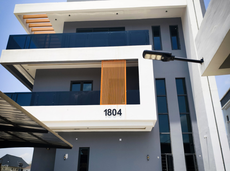 This photo showcases the sleek design and smart features of a 5-bedroom duplex with a pool in Apo Resettlement