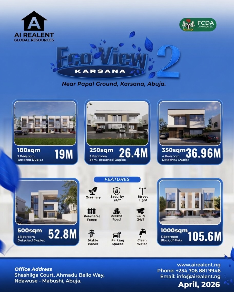 1000sqm land for sale in Karsana, Abuja is located within Eco View Estate