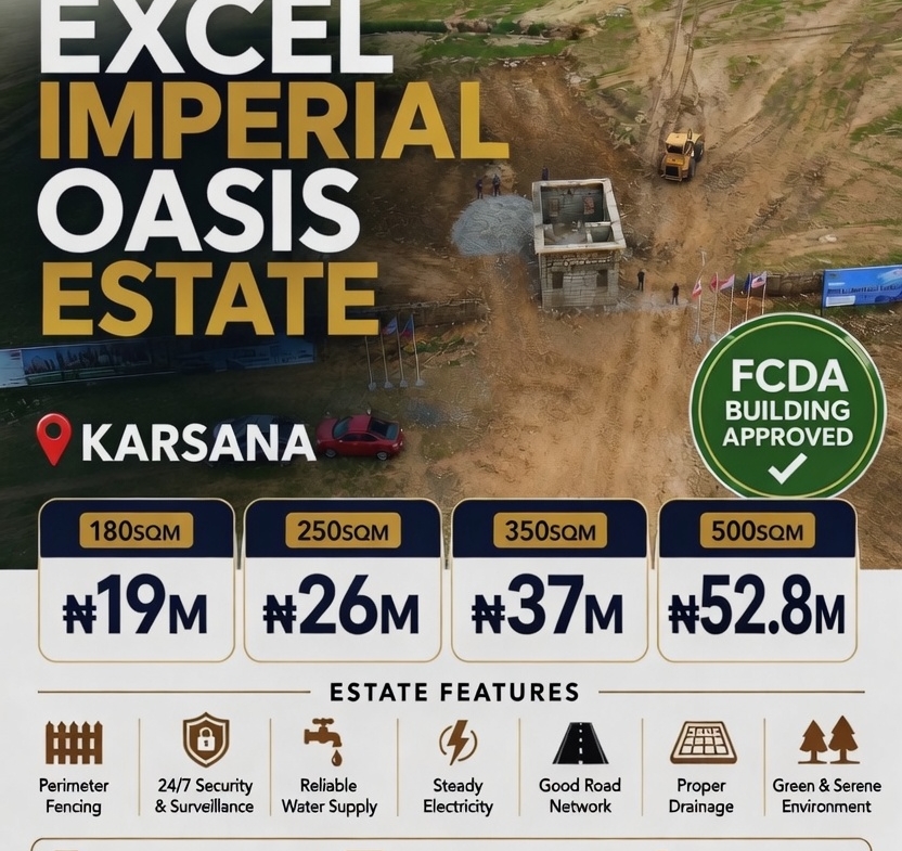 350sqm land for sale in Karsana, Abuja is located within Excel Imperial Oasis Estat