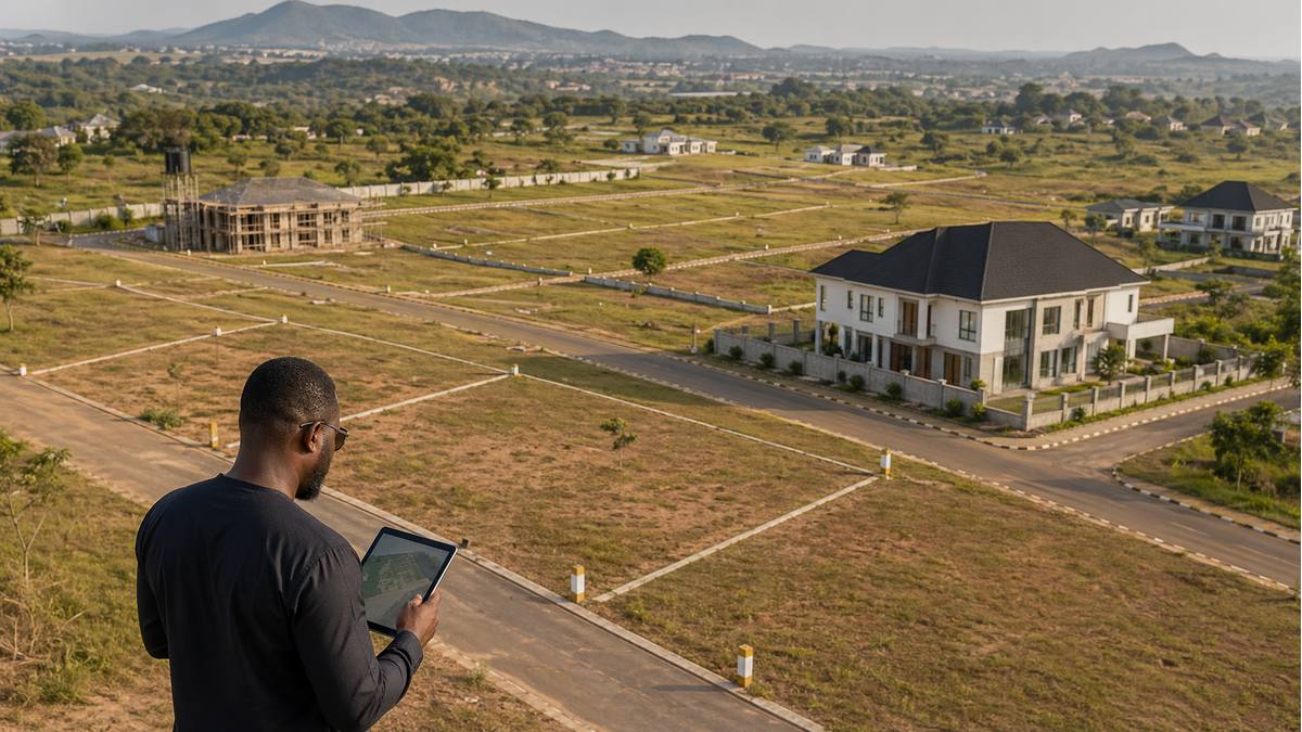 Abuja land investment location with plotted estate roads