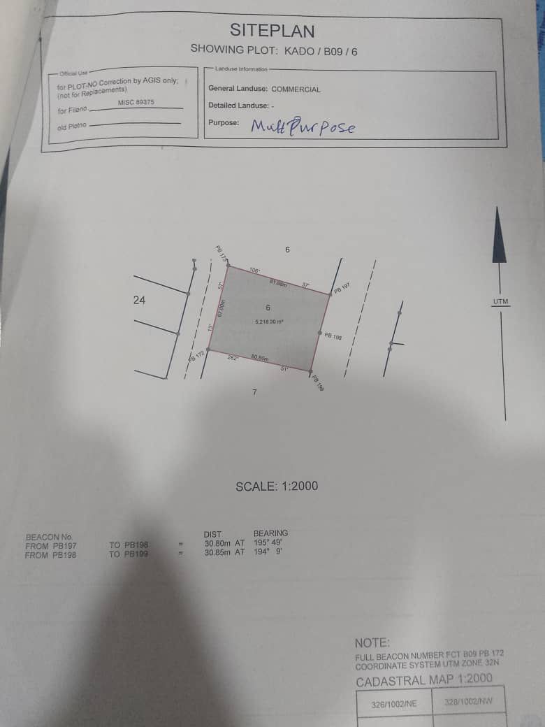 5200sqm commercial land for sale in Kado, Abuja
