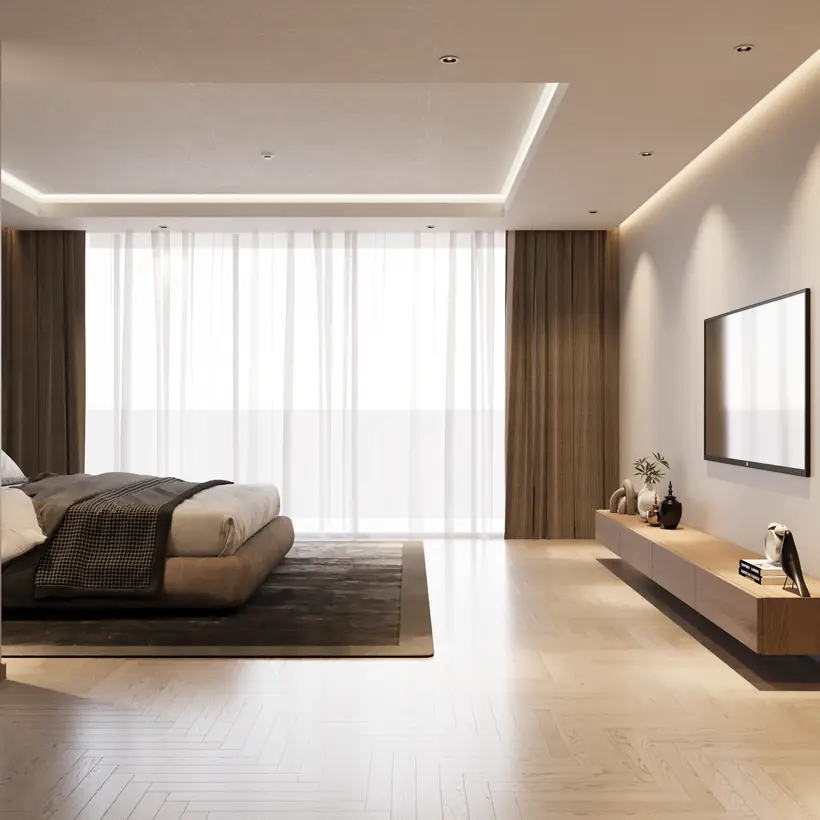 The Sanctum Abuja luxury bedroom interior render