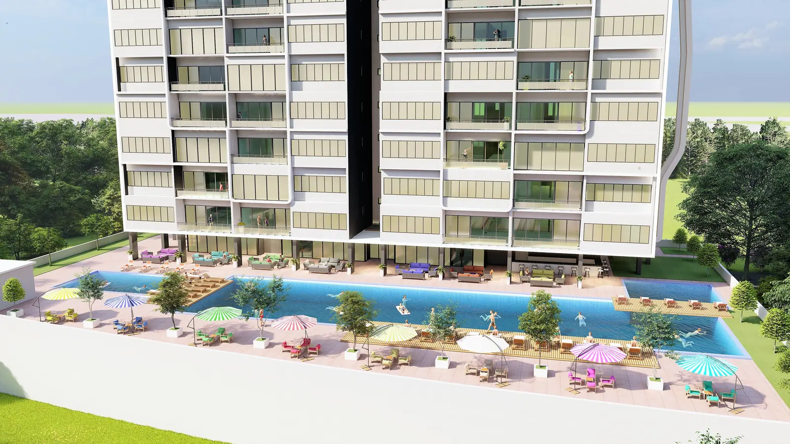 The Sanctum Abuja completed exterior render with luxury residential towers
