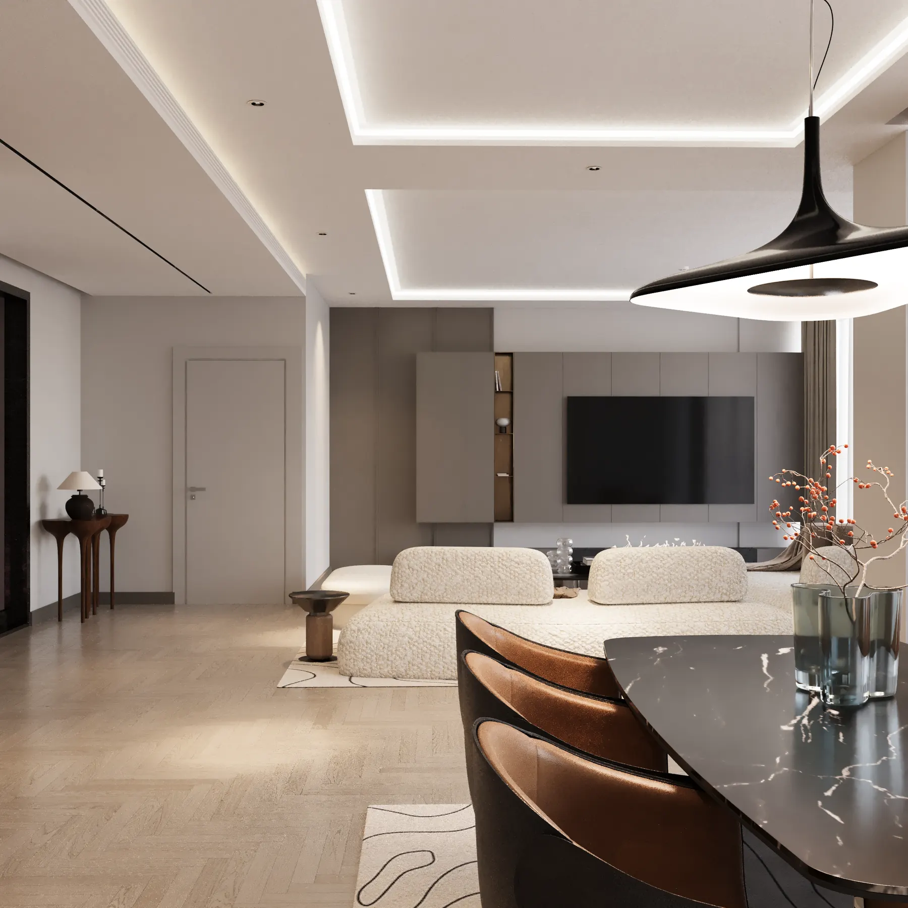 The Sanctum Abuja luxury dining and living area render